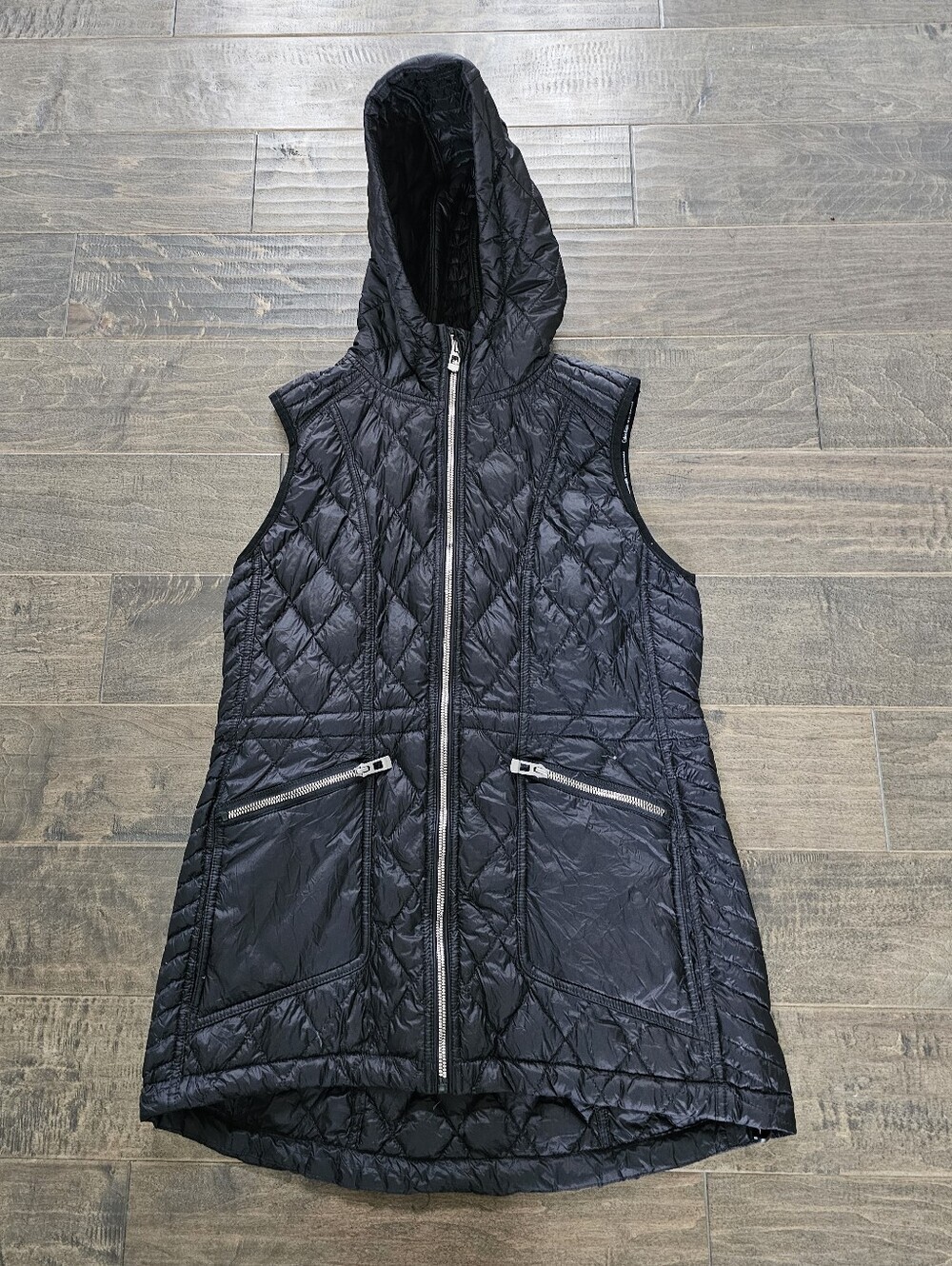 Calvin Klein Quilted Hooded Sleeveless Performance Vest - Black Sz Medium